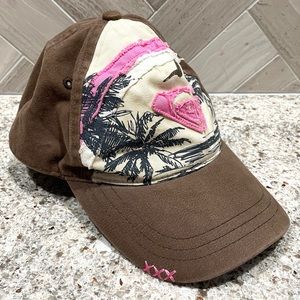 ROXY tropical beach palm tree ball cap hat Womens adjustable